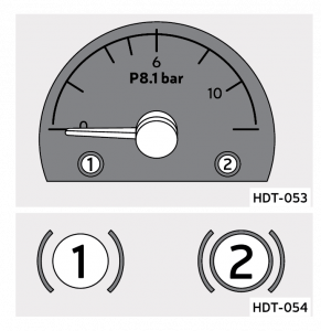 El indicador de aire muestra la presion en el sistema de frenos 